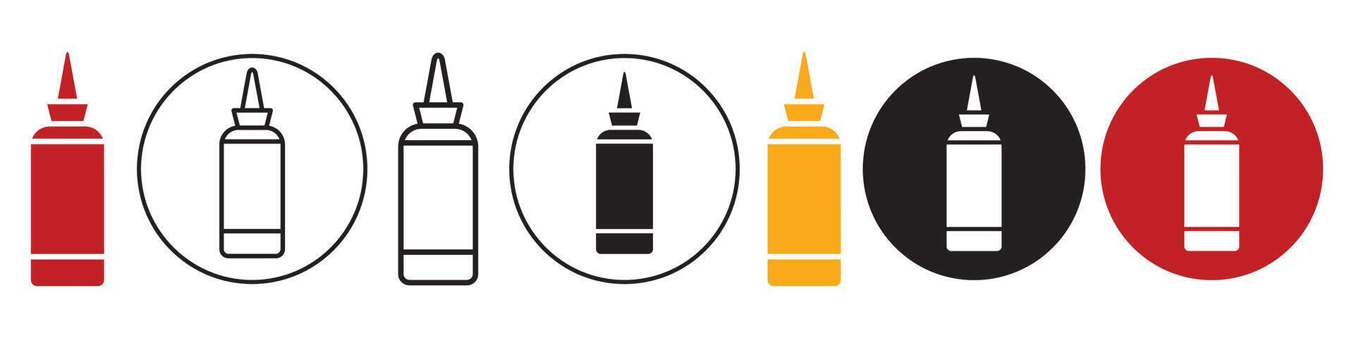 Ketchup and Mustard Squeeze Bottle Icon set collection for web vector