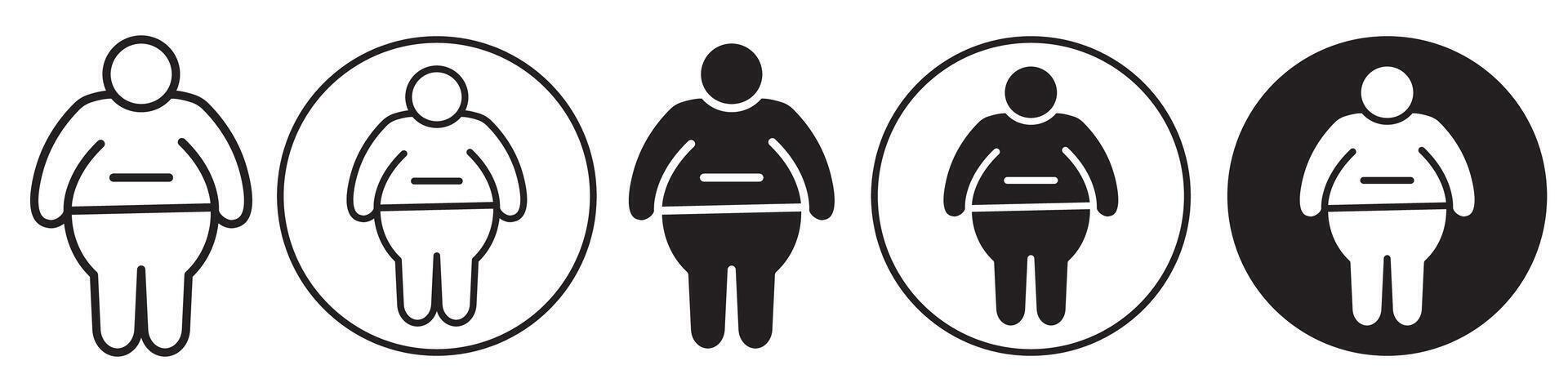 Overweight Man Icon set collection for web vector