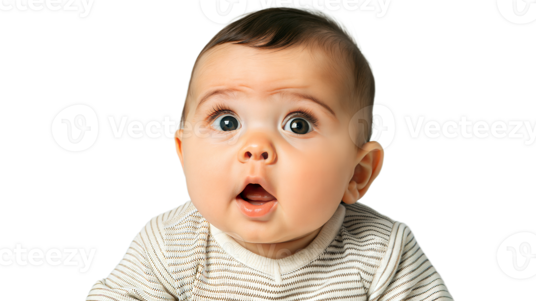 A Confused Baby With Wide Eyes and Open Mouth png