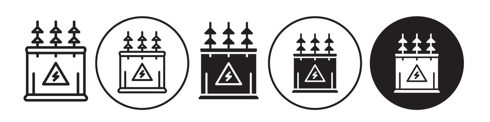 Electric Transformer Icon set collection for web vector