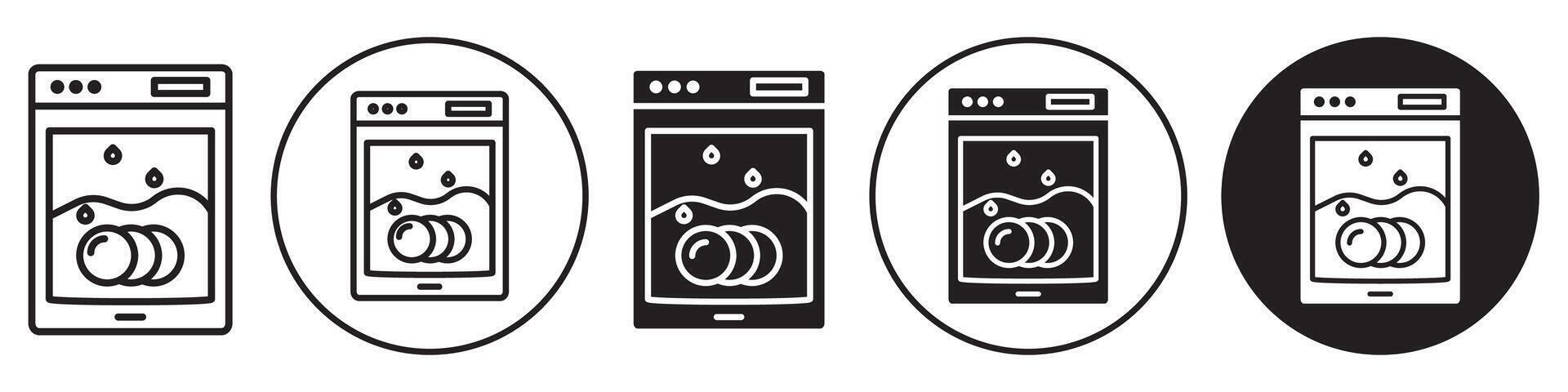 Dish washer icon set collection for web vector
