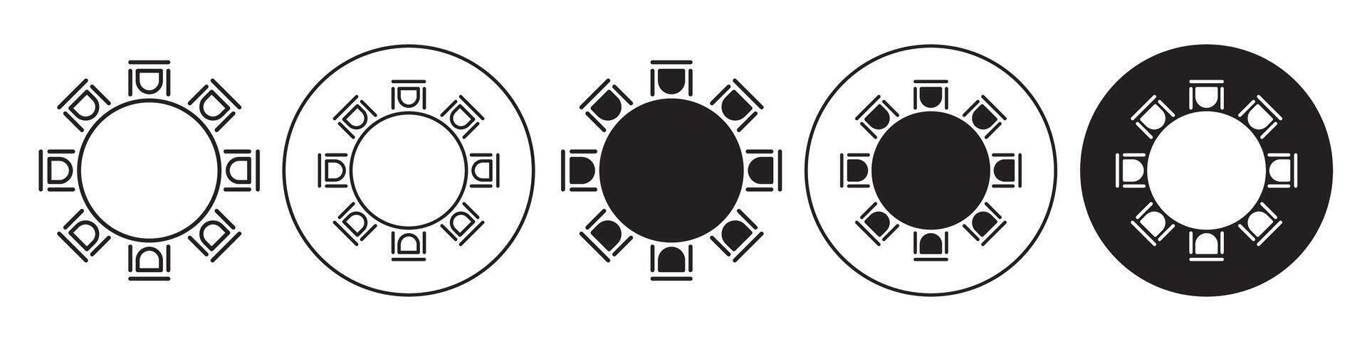 Round Table Icon set collection for web vector