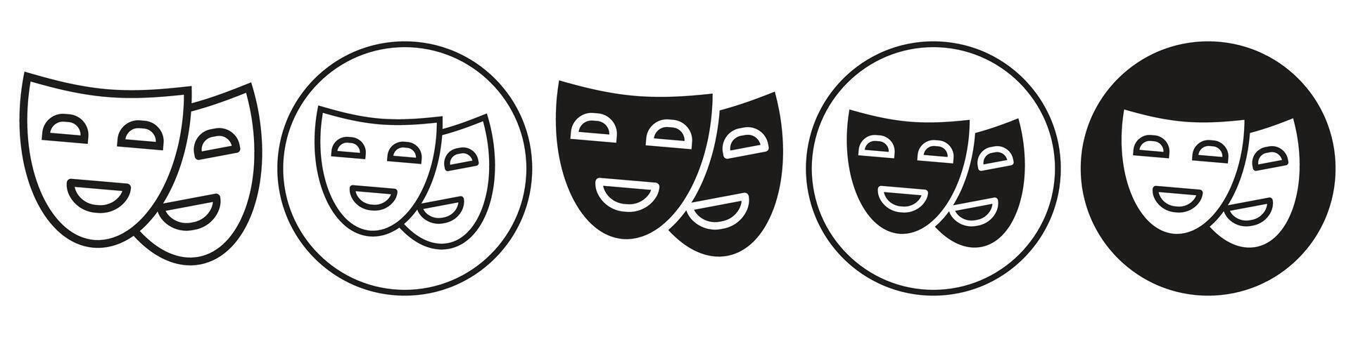 Tragedy Comedy mask icon set collection for web vector