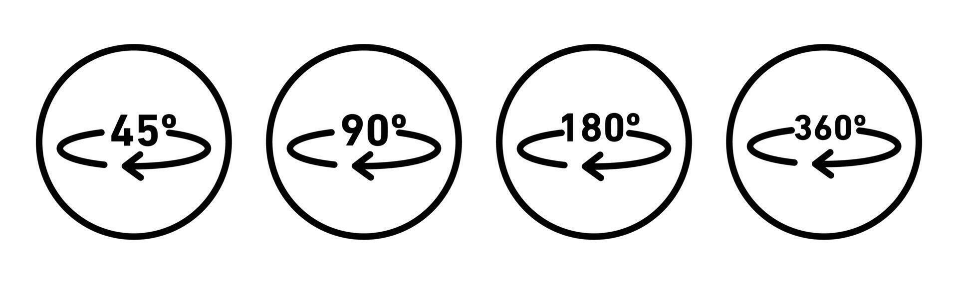 Angle 45 to 360 degrees icons vector