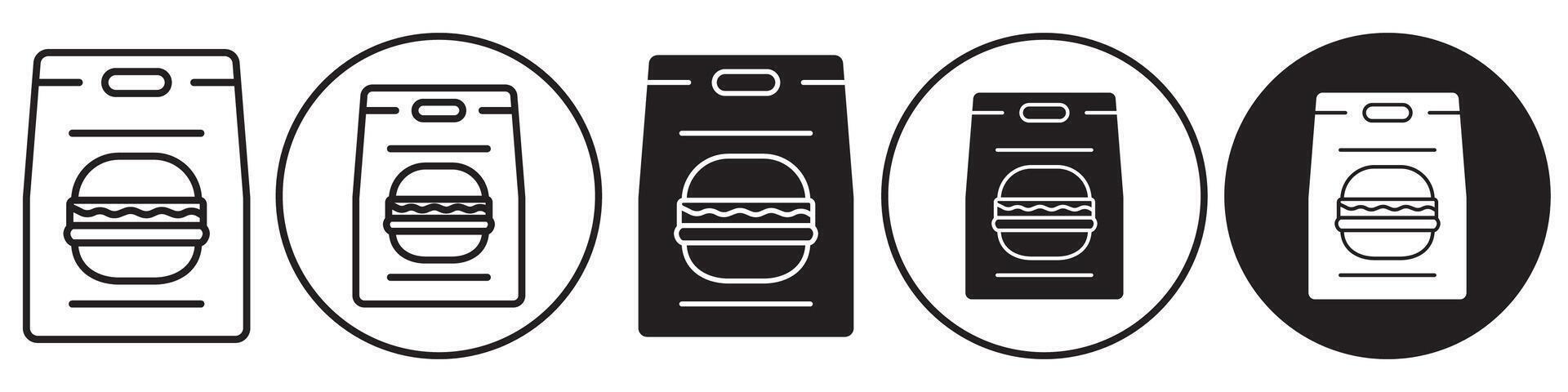 Burger paper bag icon set collection for web vector