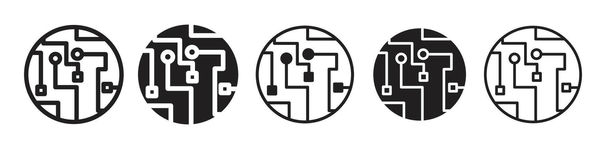 Circuit board icon set collection for web vector