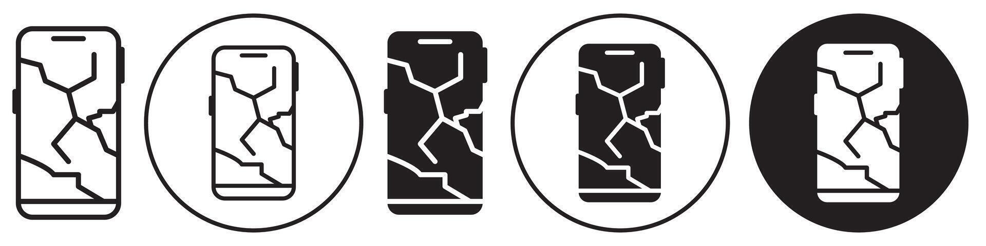 Broken Phone screen icon set collection for web vector