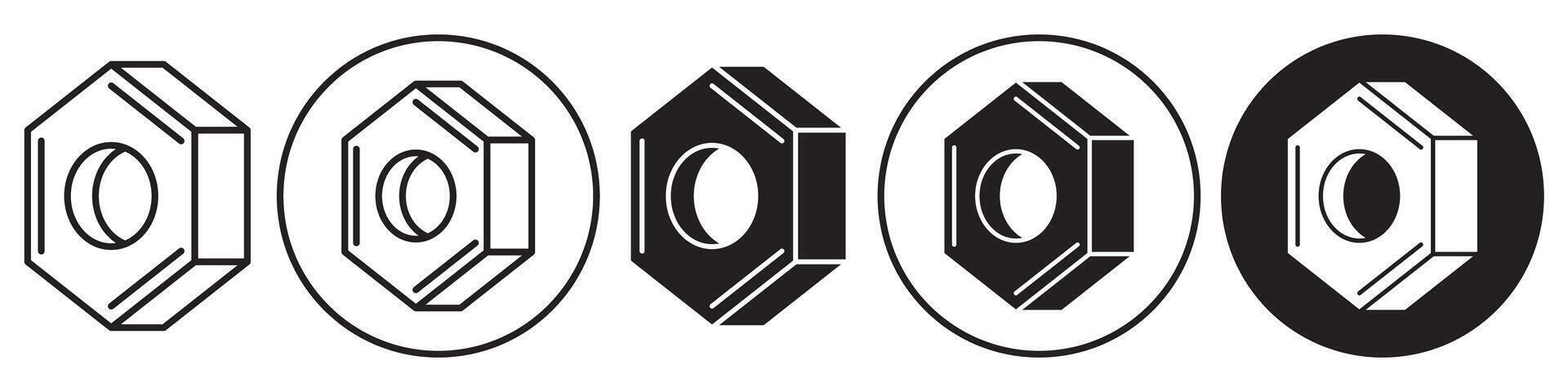 Hex nut icon set collection for web vector