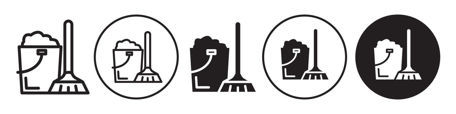 Mop and bucket icon set collection for web vector