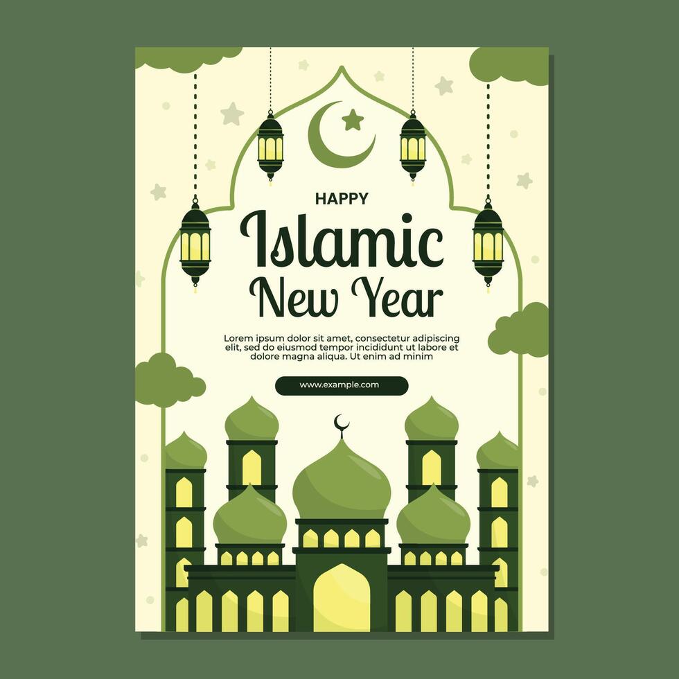 Islamic New Year Greeting Card or Poster Muharram Greeting Card or Poster Illustration vector