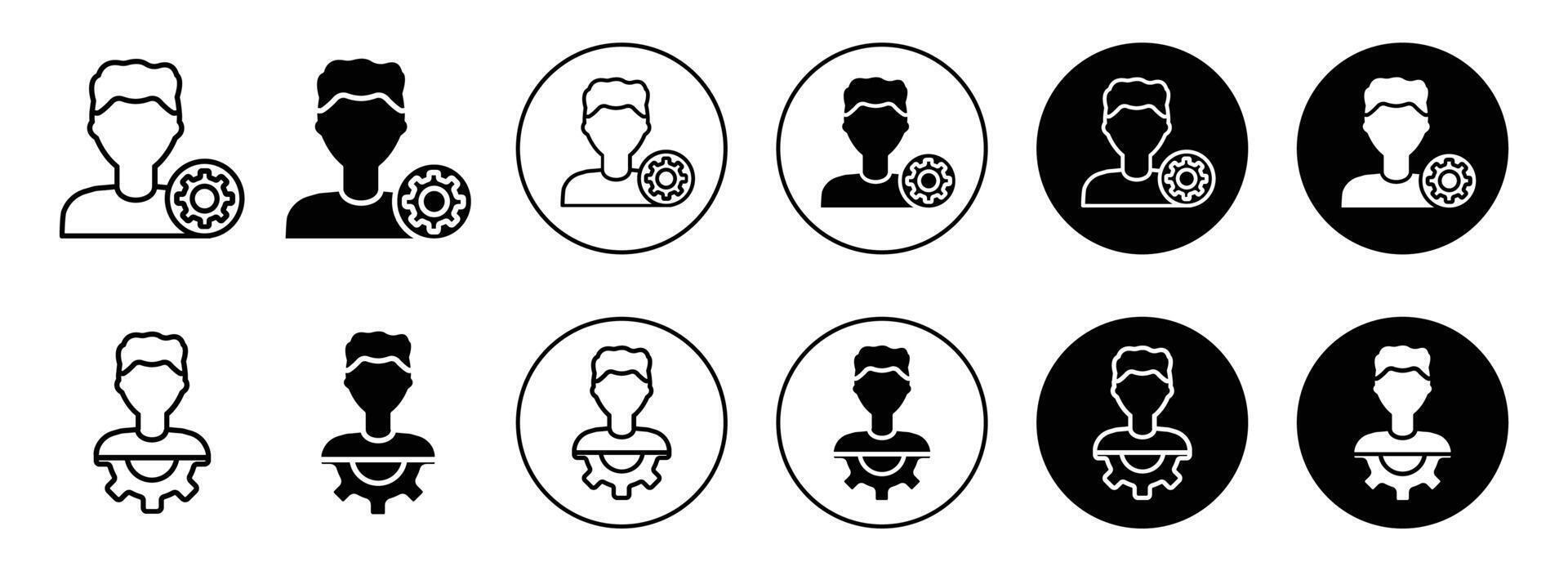 User and gear icon Outline flat Icon vector