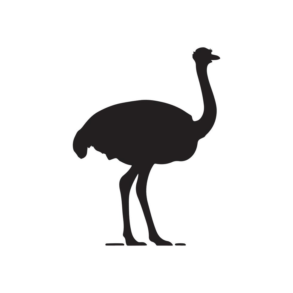 Ostrich bird , logo, icon, silhouette, design template black and white vector