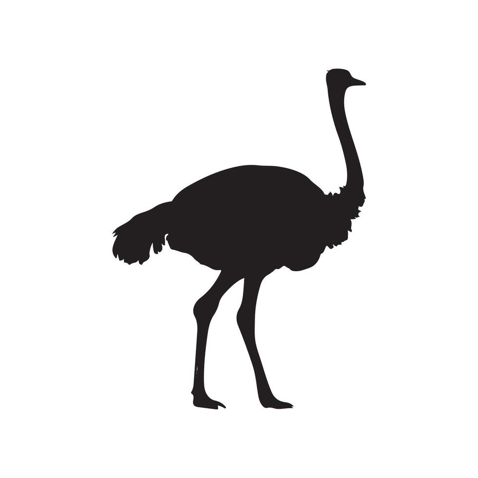 Ostrich bird , logo, icon, silhouette, design template black and white vector