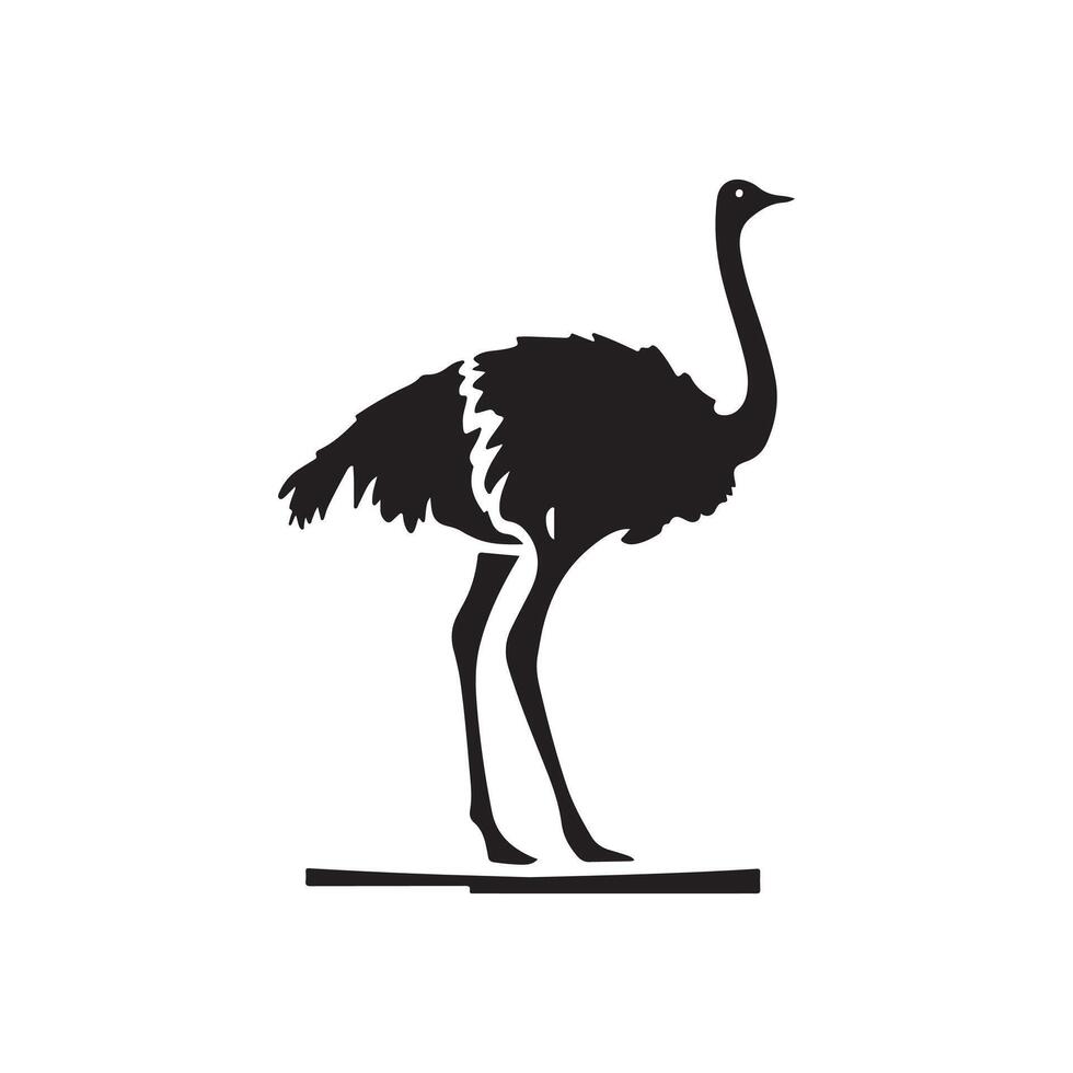 Ostrich bird , logo, icon, silhouette, design template black and white vector