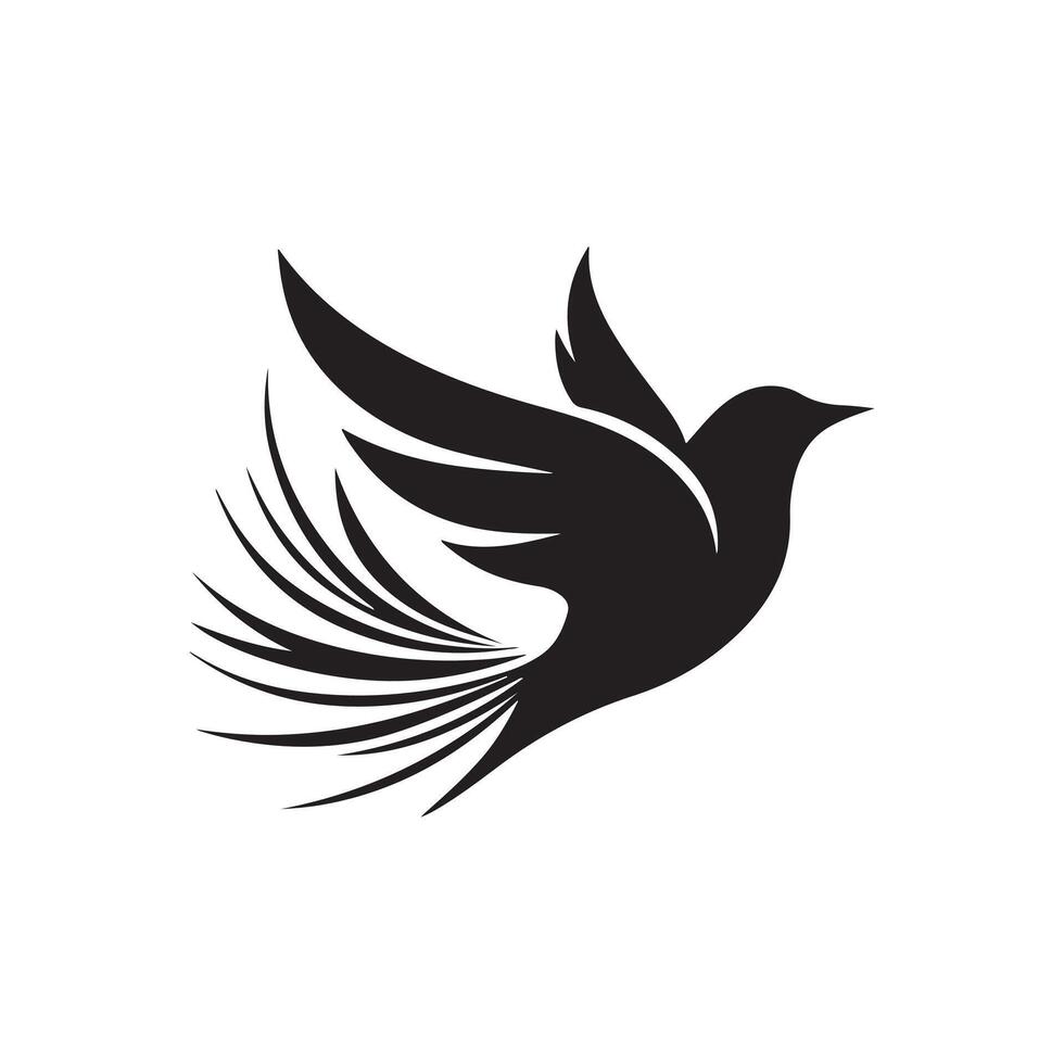 bird silhouette logo design template black and white vector