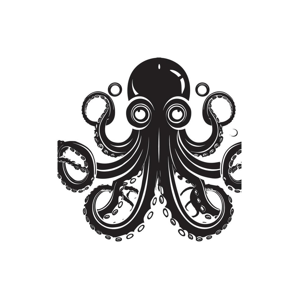 octopus silhouette logo design style vector