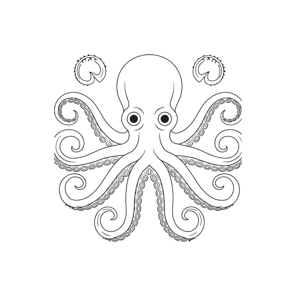 octopus silhouette logo design style vector