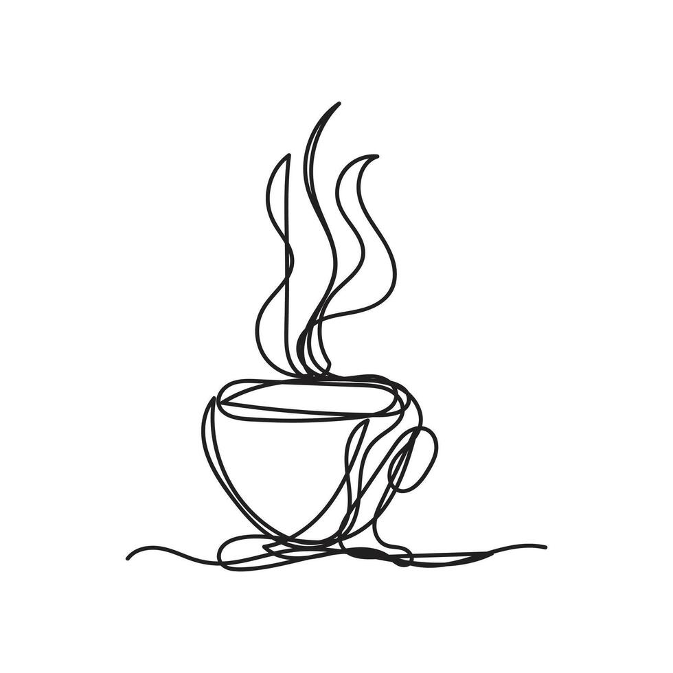 coffee cup one line art design vector
