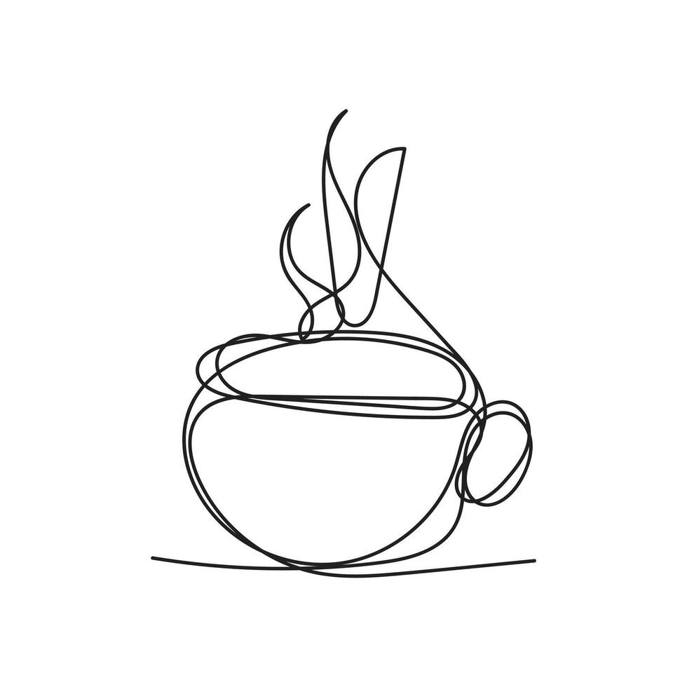 coffee cup one line art design vector