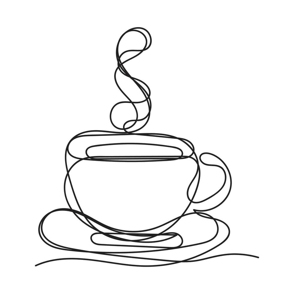 coffee cup one line art design vector