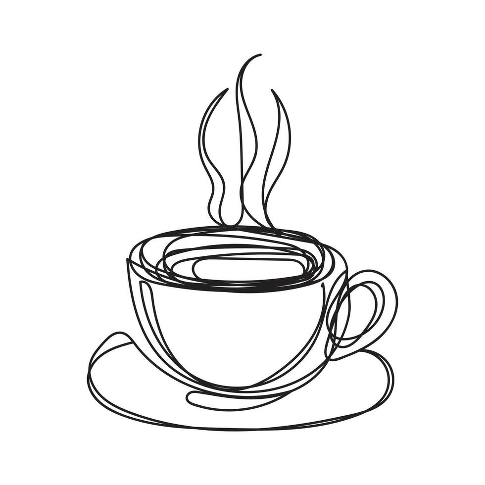 coffee cup one line art design vector