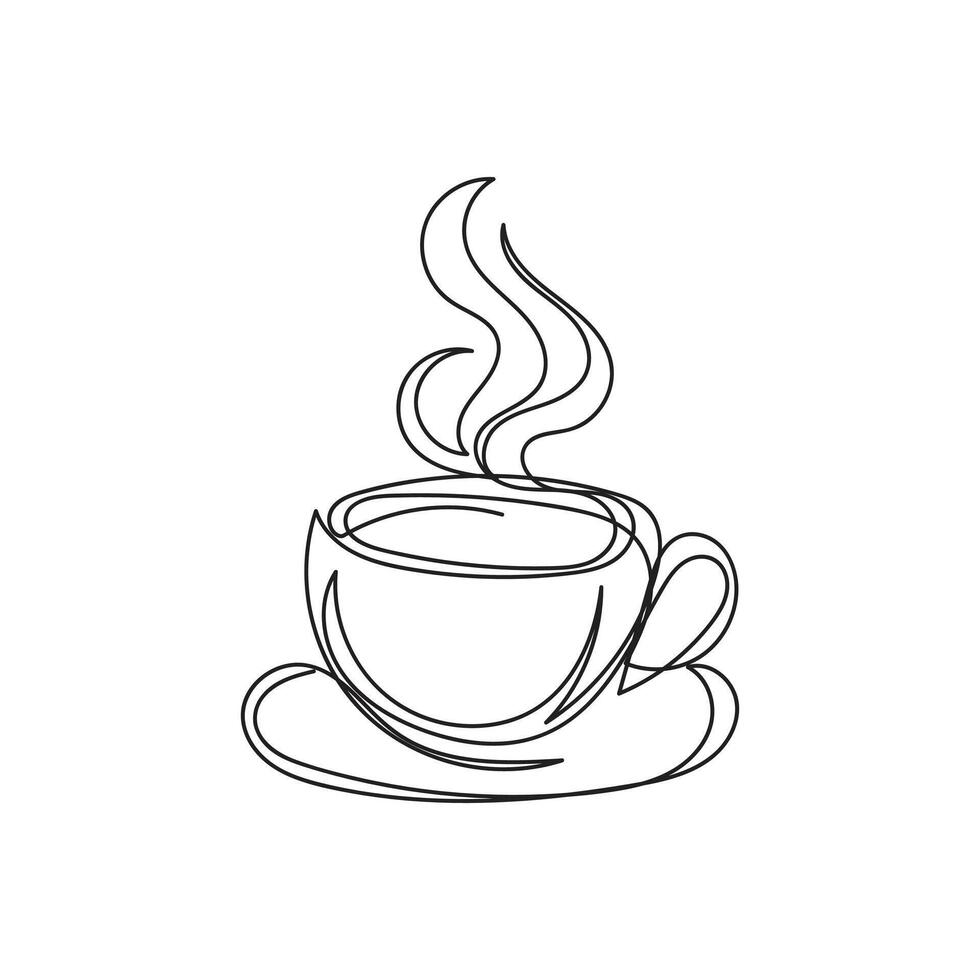 coffee cup one line art design vector