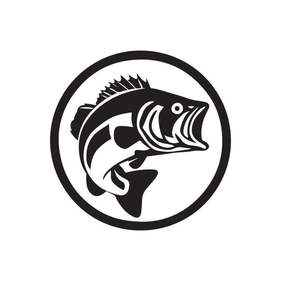 big bass fish silhouette logo design style template vector