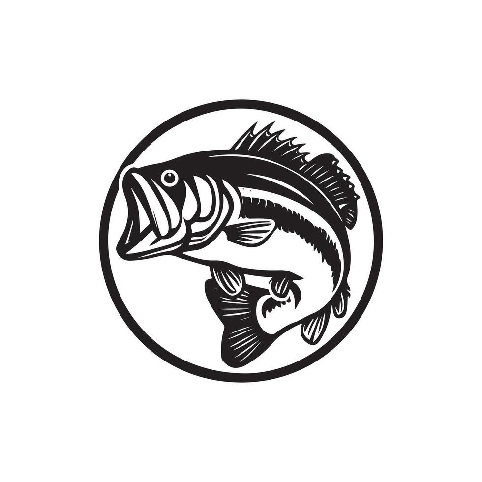 big bass fish silhouette logo design style template vector