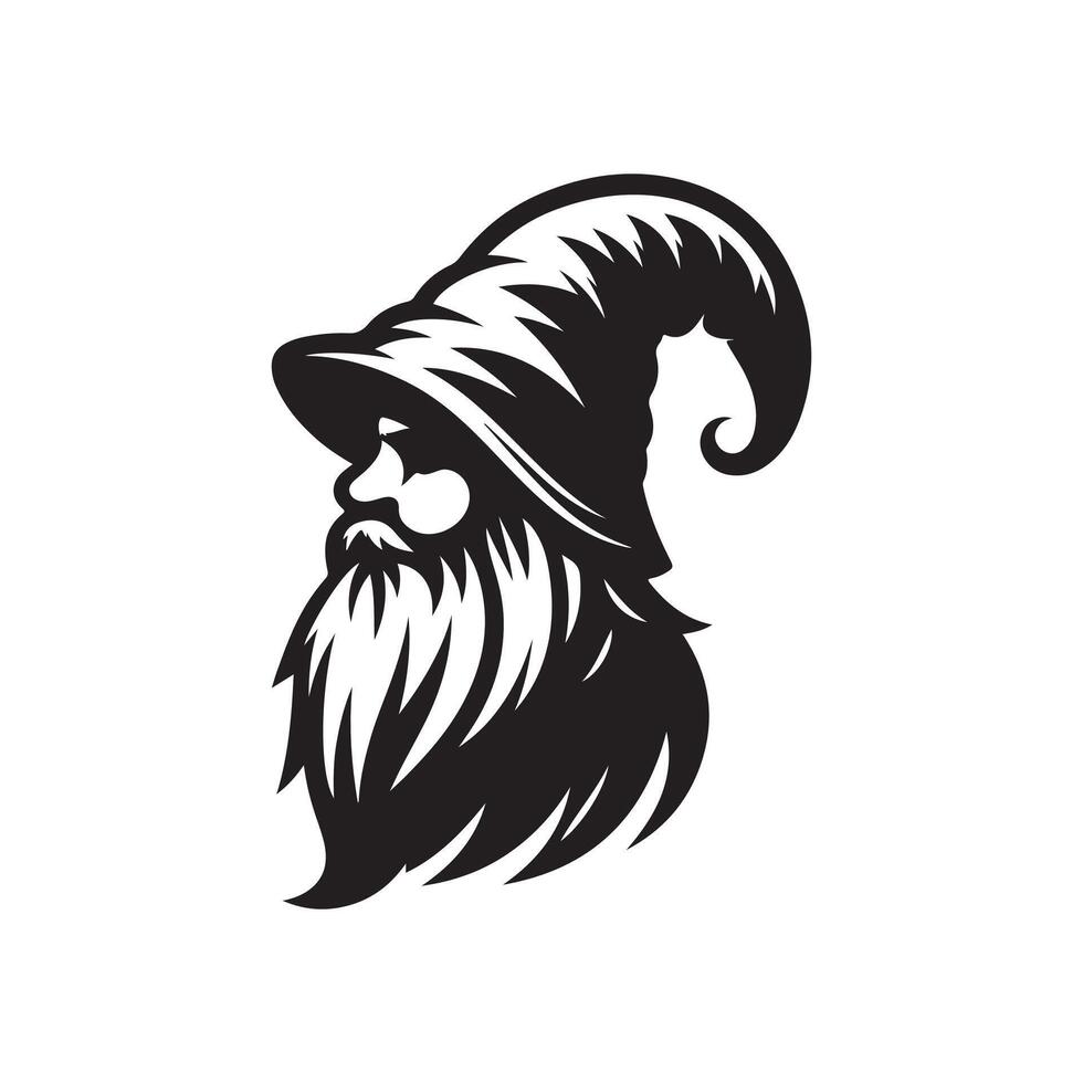 gnome silhouette logo design vector