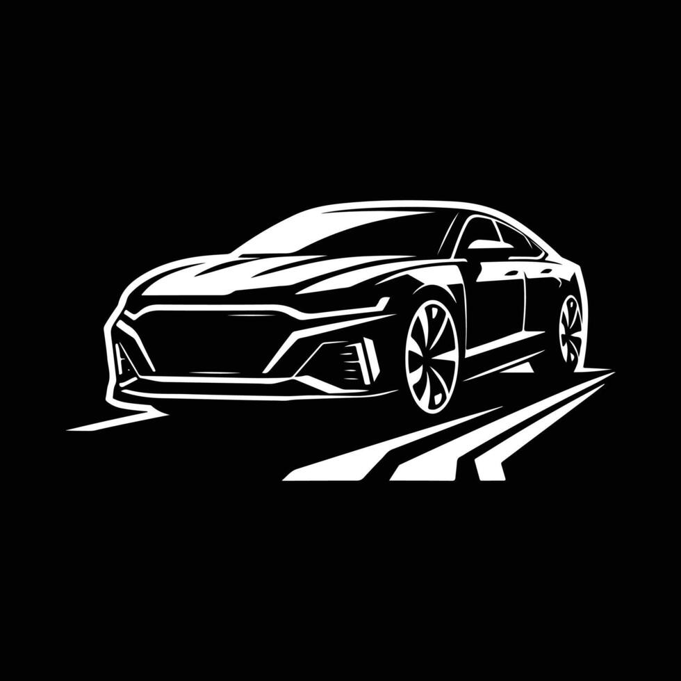 car art silhouette logo design black and white vector