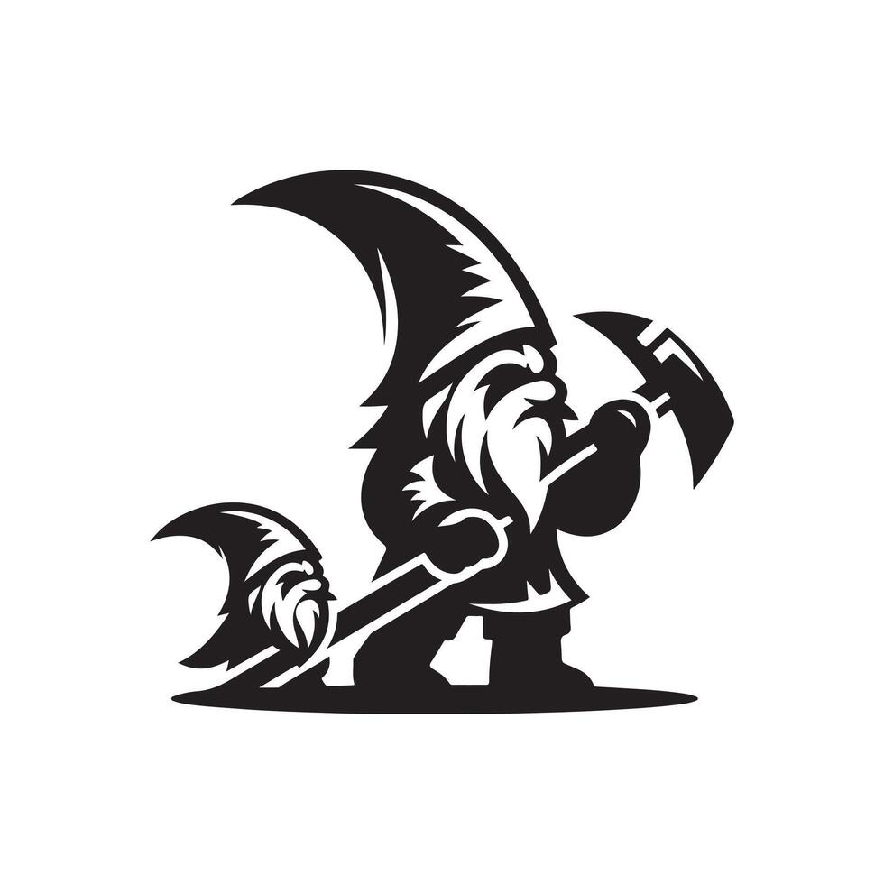 gnome silhouette logo design vector
