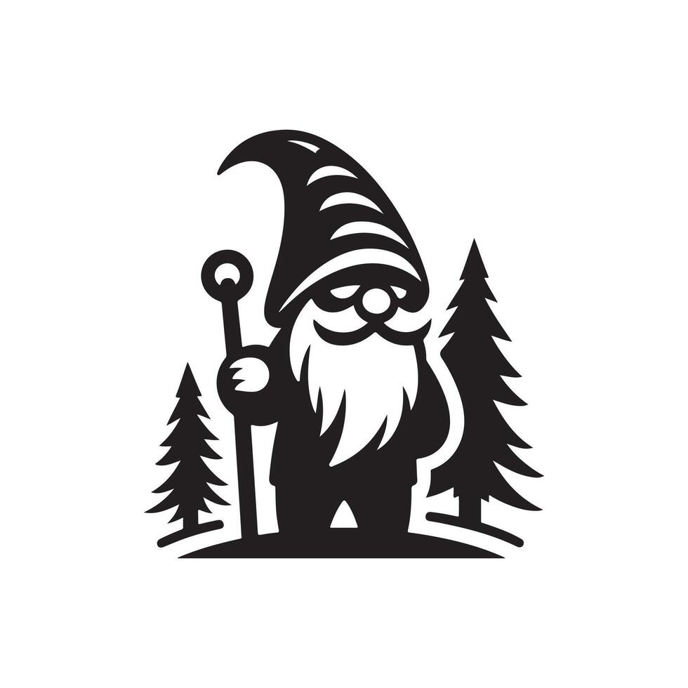 gnome silhouette logo design vector