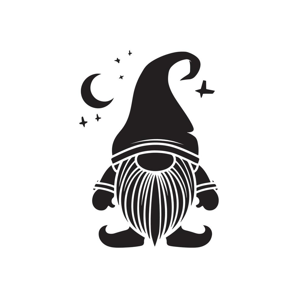 gnome silhouette logo design vector