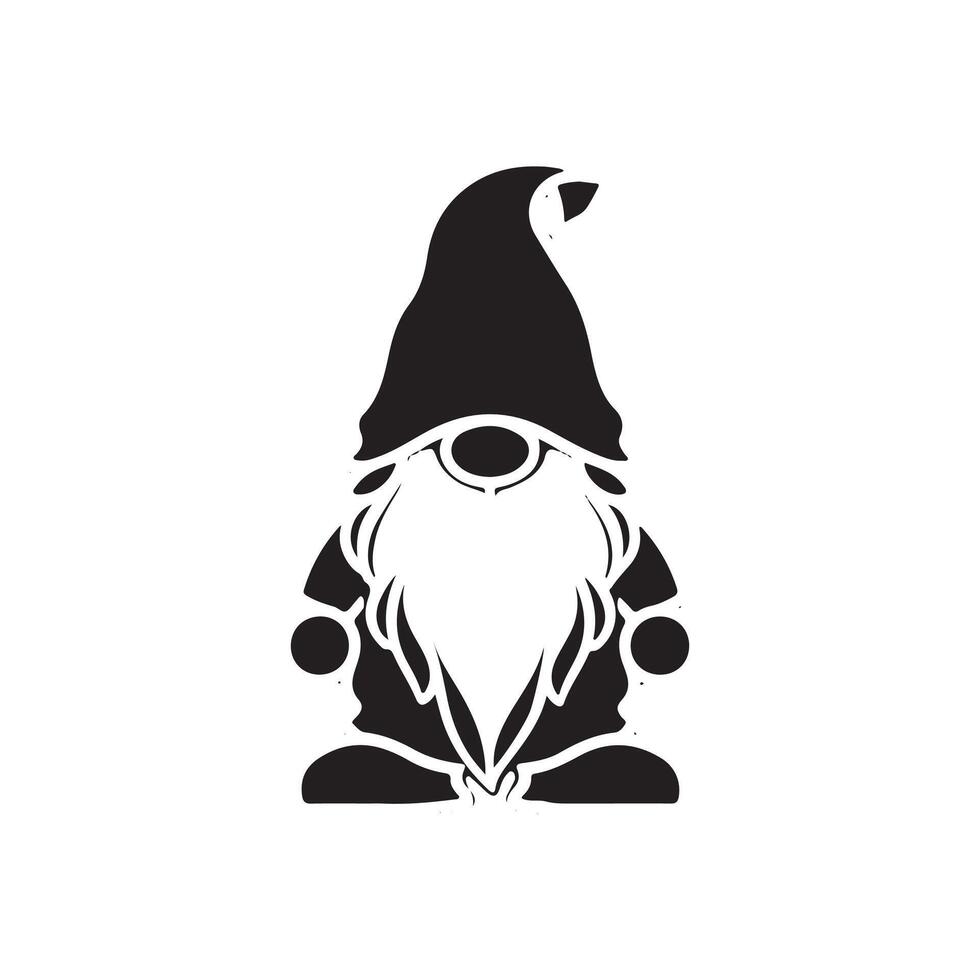 gnome silhouette logo design vector