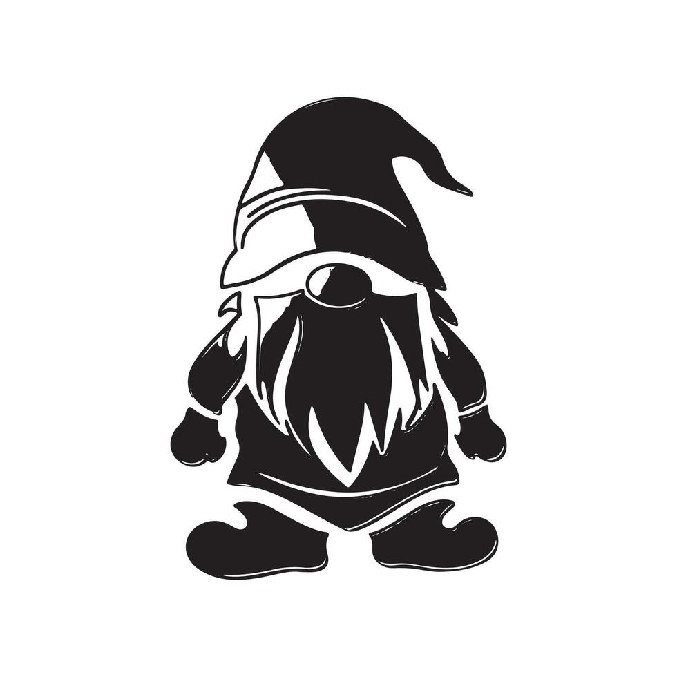 gnome silhouette logo design vector