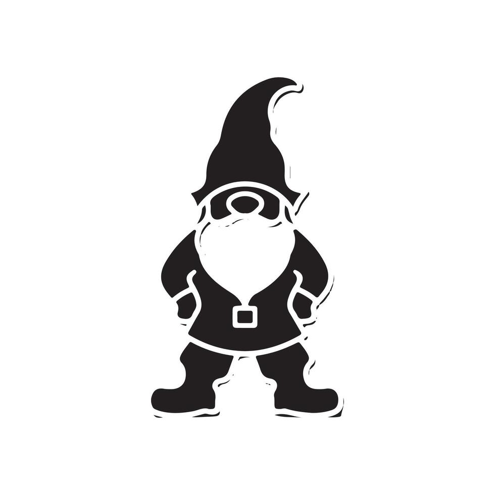 gnome silhouette logo design vector