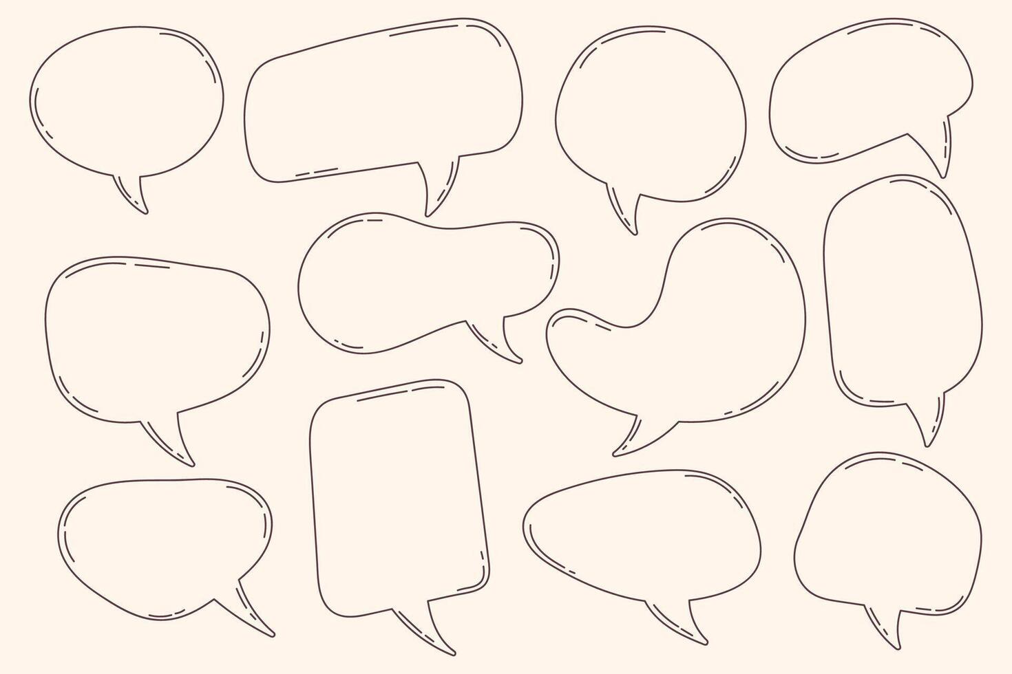 Hand drawn outline speech bubbles collection vector