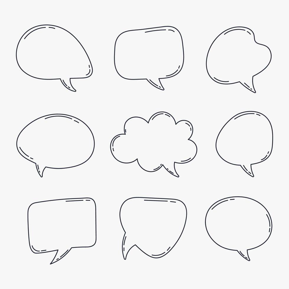Hand drawn outline speech bubbles collection vector