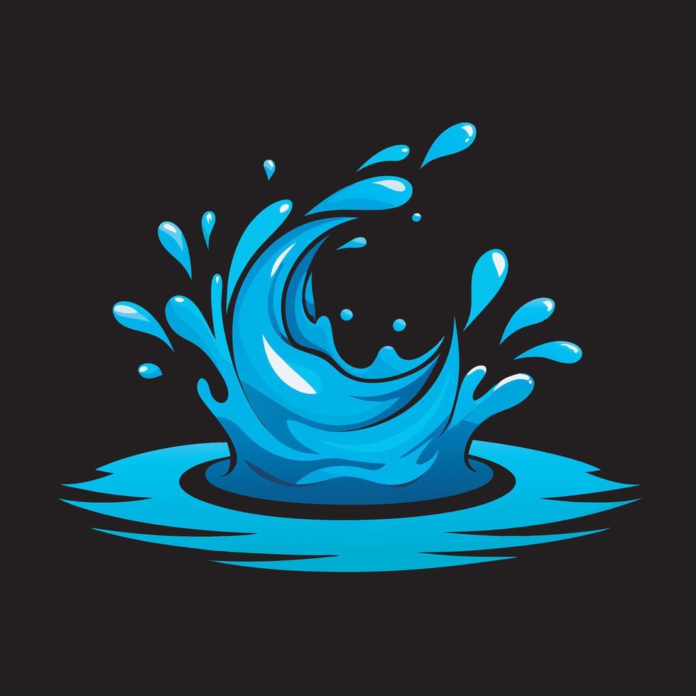 Water splash isolated on black background vector