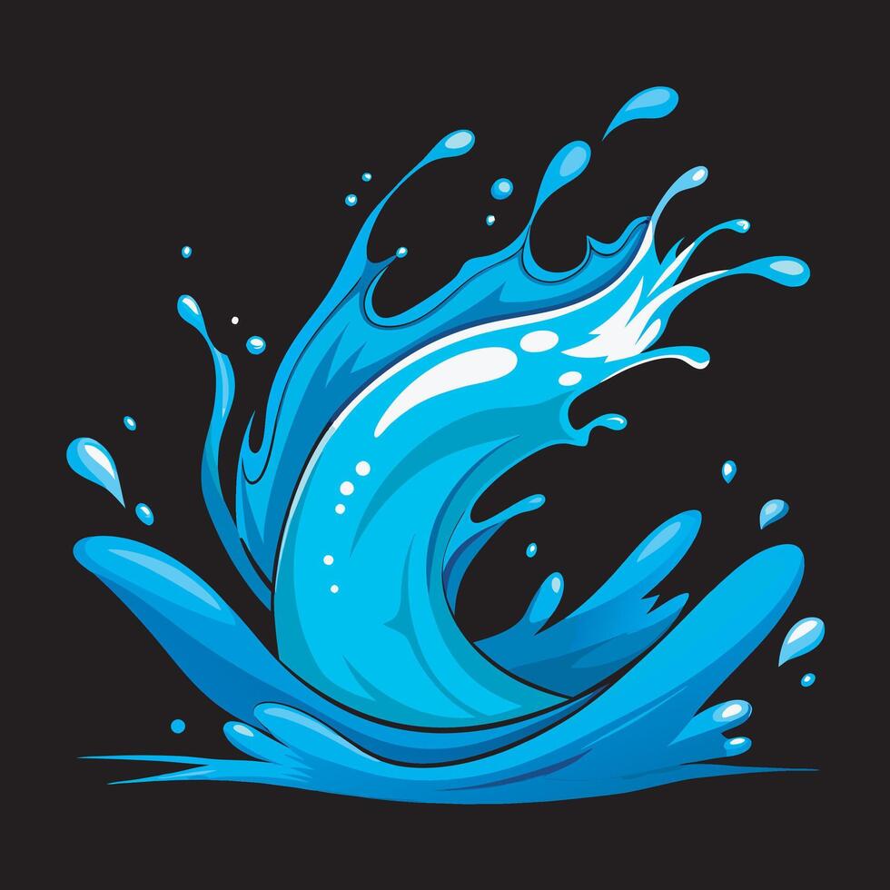 Water splash isolated on black background vector