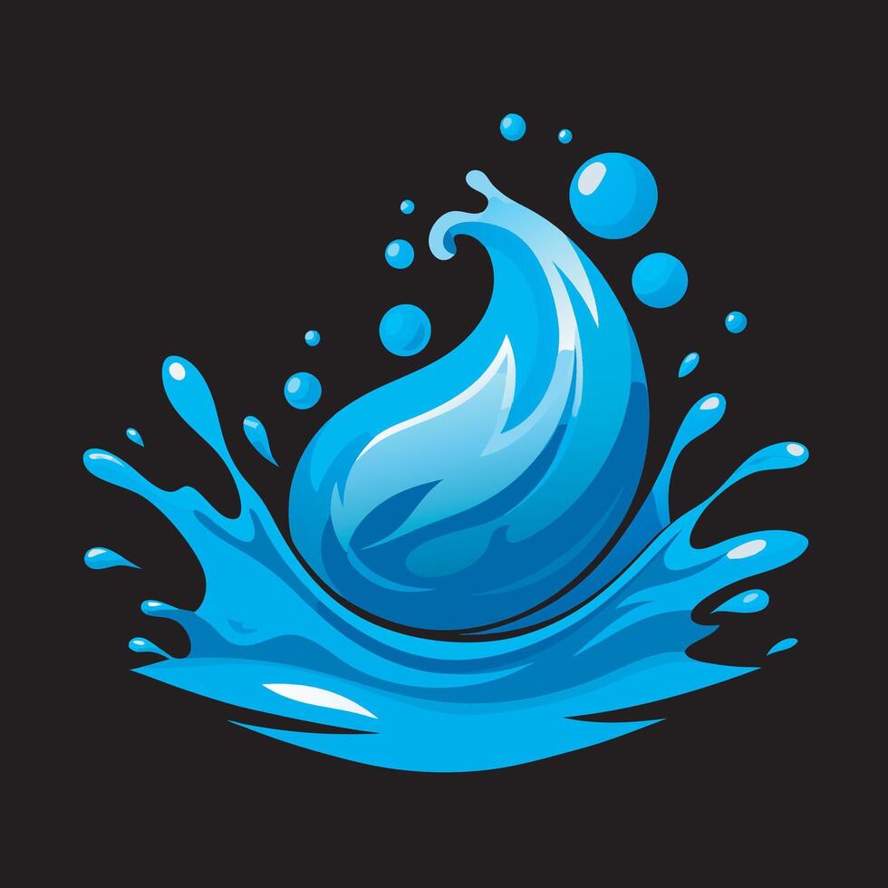 Water splash isolated on black background vector