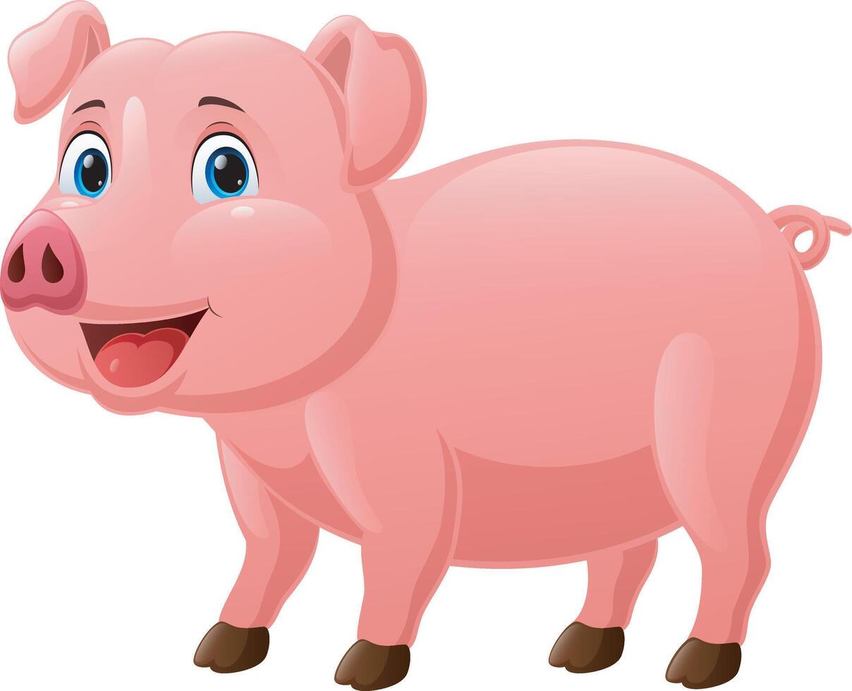 Cute pig cartoon on white background vector