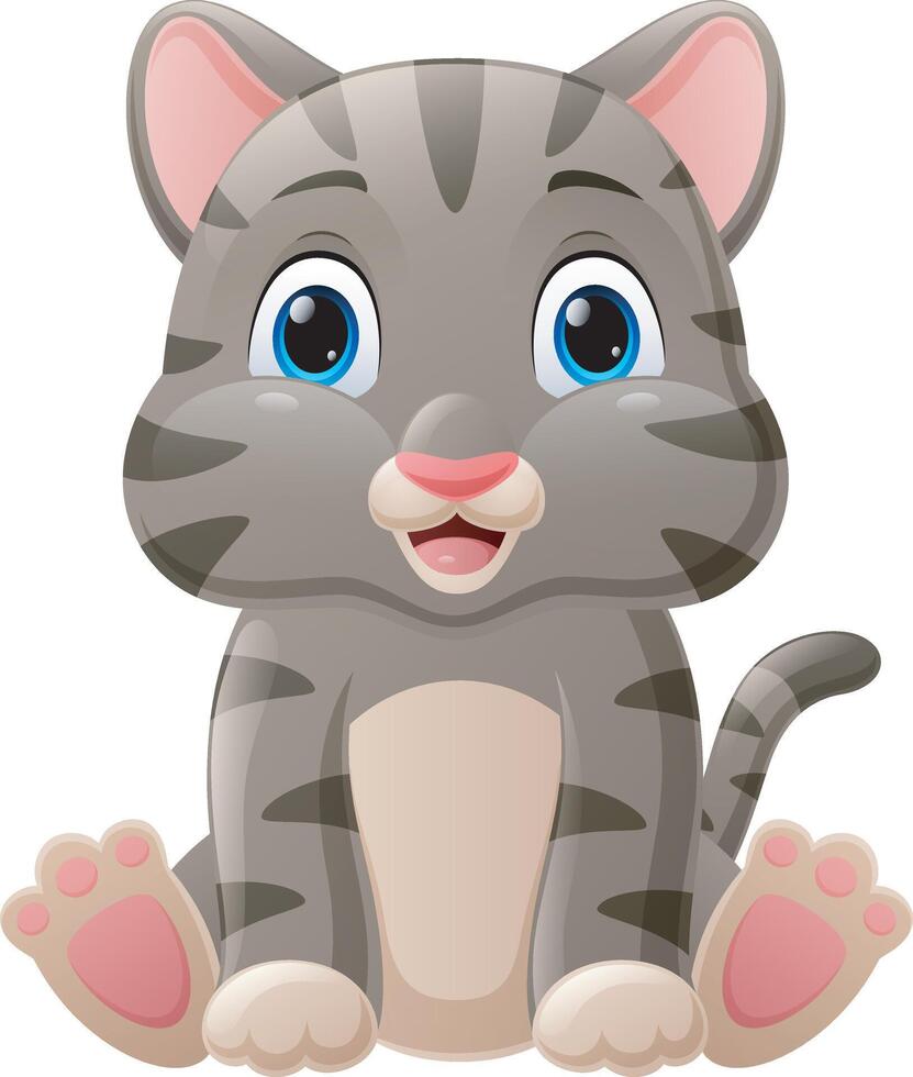 Cute baby cat cartoon sitting vector