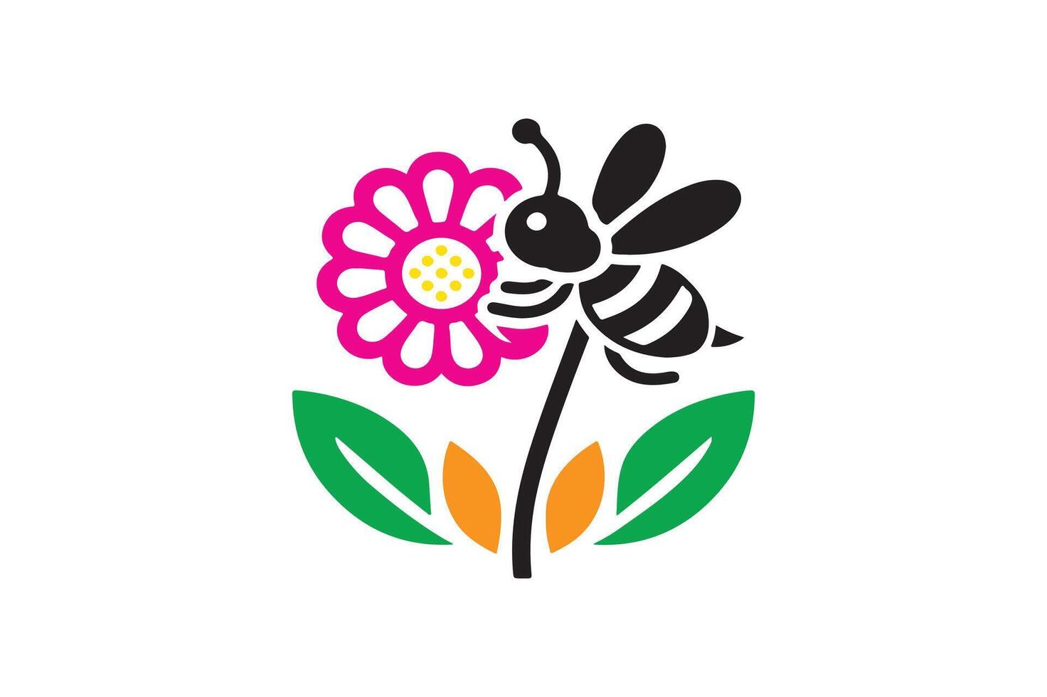 Bee Color style with white background vector