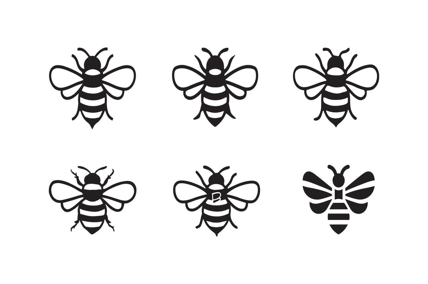 Bee Set Silhouette vecto vector
