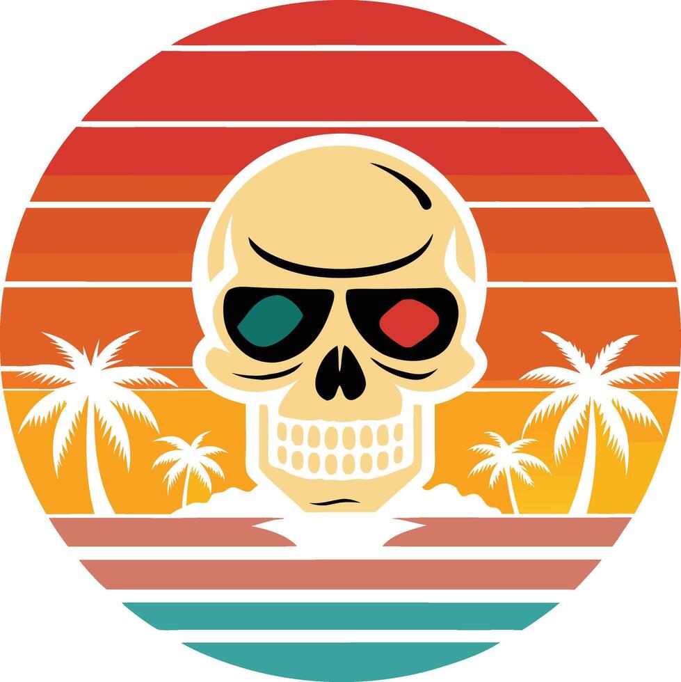 Creative Art Illustration of Island with Skull Scene vector