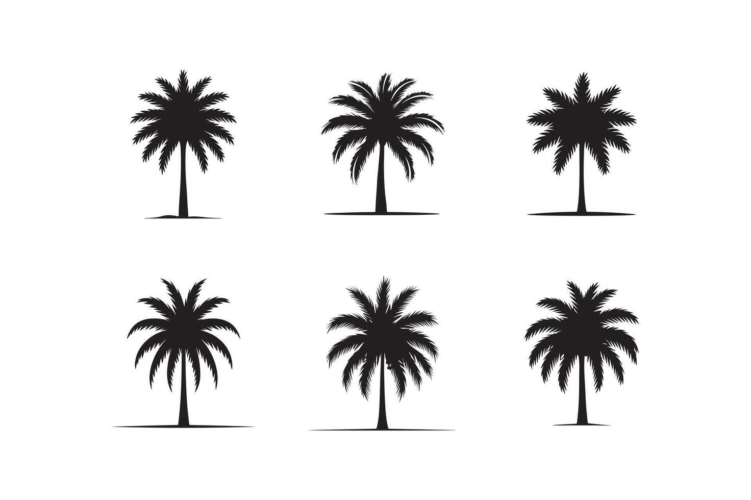 Tree Set Silhouette style with white background vector
