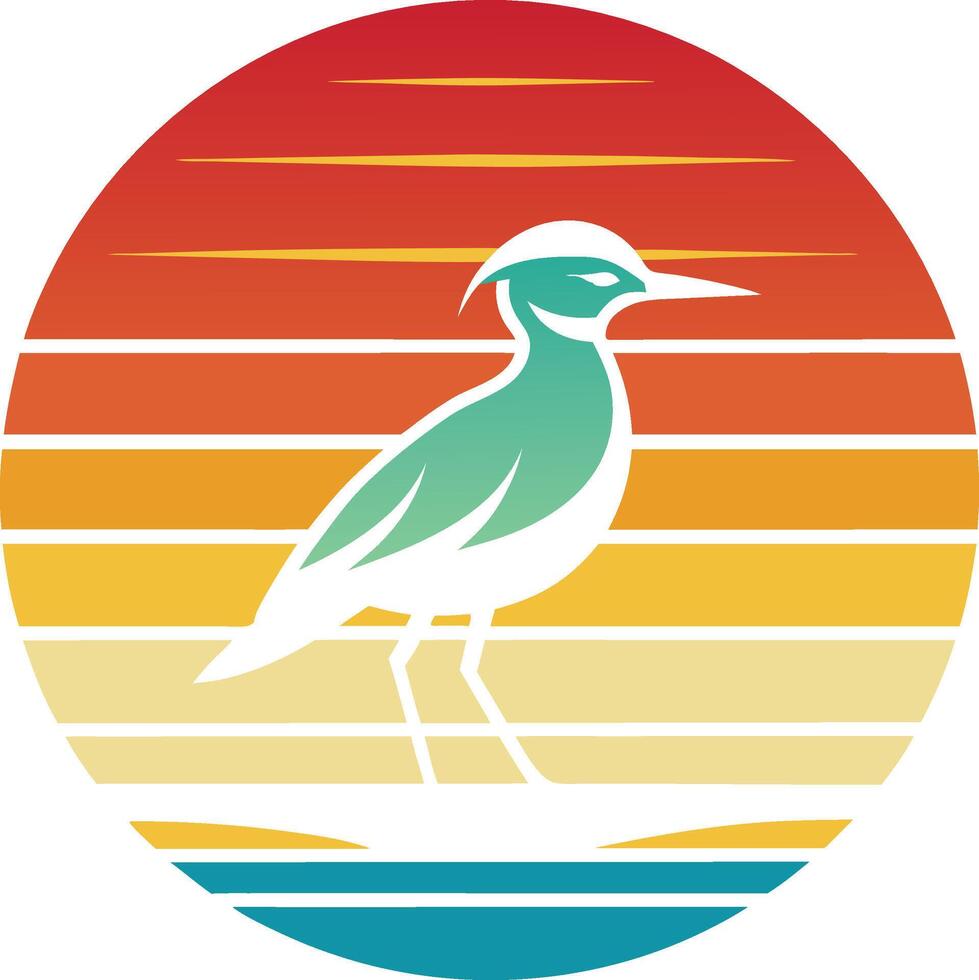 Unique Art Illustration Tropical Island with Bird Design vector