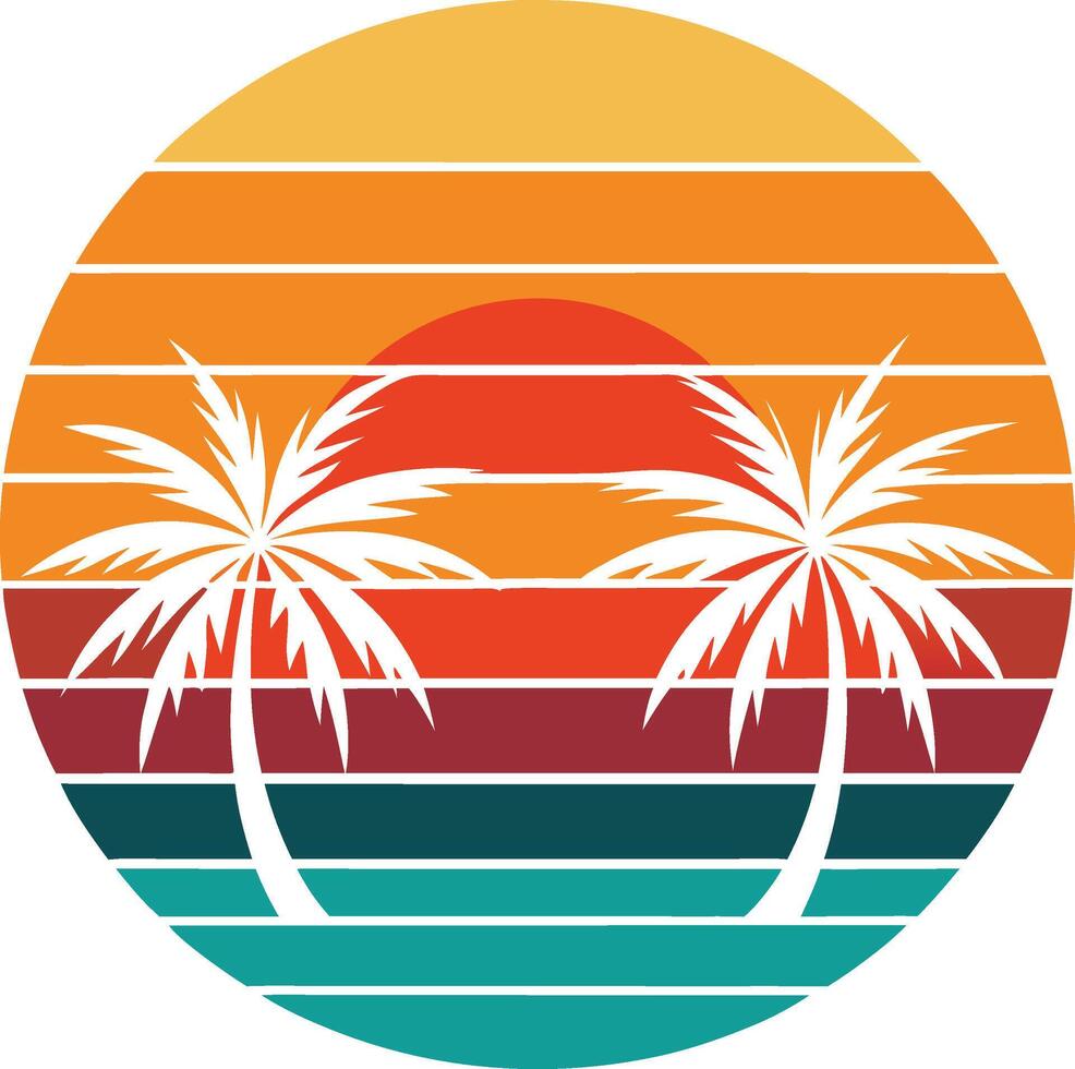Art Illustration for Tropical Island and Palm Print vector