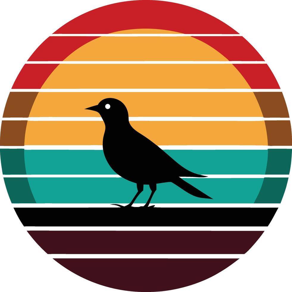 sland with Bird Art Illustration for Print and Design vector